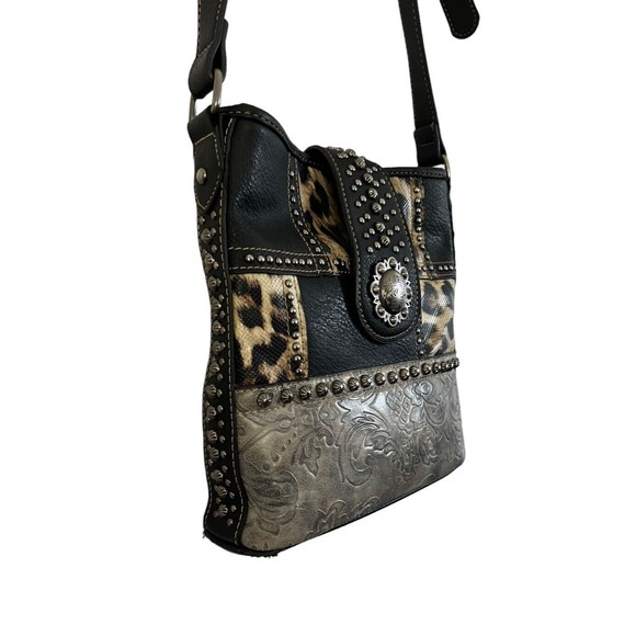 Studded Leopard Print Women's Bag - Picture 6 of 12